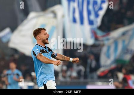 Ciro immobile de SS Lazio célébrer la victoire de la série italienne Un match de 2019/2020 entre SS Lazio et FC Internazionale au Stadio Olimpico sur 16 février 2019 à Rome, Italie. (Photo de Danilo Di Giovanni/NurPhoto) Banque D'Images