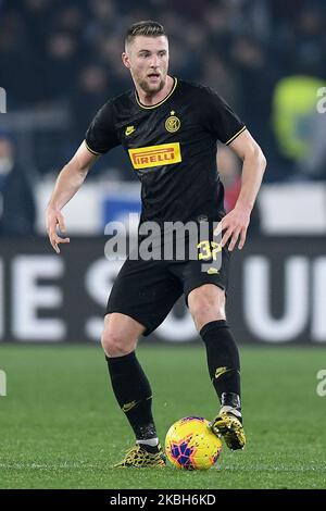 Milan Skriniar du FC Internazionale lors de la série Un match entre le Latium et le FC Internazionale au Stadio Olimpico, Rome, Italie, le 16 février 2020. (Photo de Giuseppe Maffia/NurPhoto) Banque D'Images