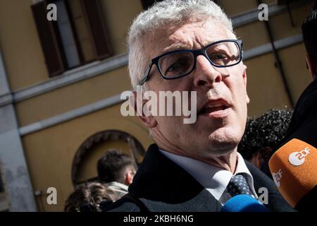 Asseyez-vous sur la Piazza Montecitorio de ''Libera'' et d'autres associations pour demander la vérité, la justice et les droits des victimes innocentes de la mafia, à Rome, en Italie, sur 18 février 2020. (Photo par Andrea Ronchini/NurPhoto) Banque D'Images