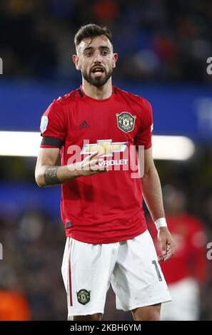 Bruno Fernandes, de Manchester United, en action lors de la première ligue anglaise entre Chelsea et Manchester United au stade Stanford Bridge, Londres, Angleterre, le 17 février 2020 (photo par action Foto Sport/NurPhoto) Banque D'Images