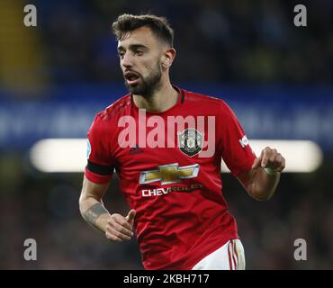 Bruno Fernandes, de Manchester United, en action lors de la première ligue anglaise entre Chelsea et Manchester United au stade Stanford Bridge, Londres, Angleterre, le 17 février 2020 (photo par action Foto Sport/NurPhoto) Banque D'Images