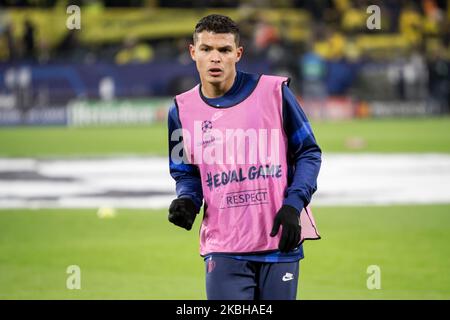 PSG Thiago Silva lors d'une séance d'échauffement avant la Ligue des champions de l'UEFA, le 16 dernier, match de football de la première jambe Borussia Dortmund contre le FC Paris Saint-Germain à Dortmund, en Allemagne, sur 18 février 2020. (Photo de Peter Niedung/NurPhoto) Banque D'Images