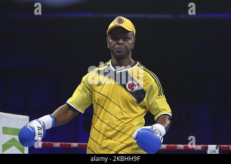 Jorge Ortiz pendant son combat moyen contre Juan Fernando Vargas Velasquez sur 21 février 2020 à Pala San Quirico à Asti, Italie. (Photo par Massimiliano Ferraro/NurPhoto) Banque D'Images