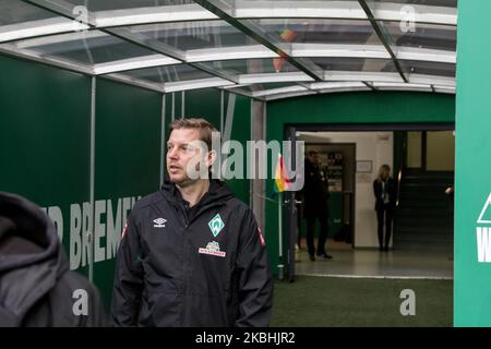 Florian Kohfeldt, entraîneur-chef de Brême, regarde avant 1. Bundesliga match SV Werder Bremen contre Borussia Dortmund à Brême, Allemagne, on 22 février 2020. (Photo de Peter Niedung/NurPhoto) Banque D'Images