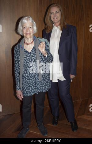 Francesca Thyssen-Bornemisza et l'artiste Joan Jonas lors de la présentation de l'exposition déménagement au large de la Terre II au Musée national Thyssen-Bornemisza à Madrid, Espagne, sur 24 février 2020. (Photo par Oscar Gonzalez/NurPhoto) Banque D'Images