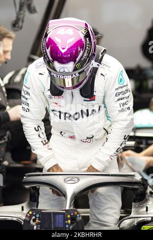 HAMILTON Lewis (gbr), Mercedes AMG Petronas F1 W11, portrait lors des épreuves d'hiver de Formule 1 au circuit de Barcelone - Catalunya sur 19 février 2020 à Barcelone, Espagne. (Photo par Xavier Bonilla/NurPhoto) Banque D'Images