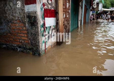 Un point de vue général de Jakarta, après de fortes pluies à Jakarta, en Indonésie, sur 25 février 2020. (Photo par Donal Husni/NurPhoto) Banque D'Images