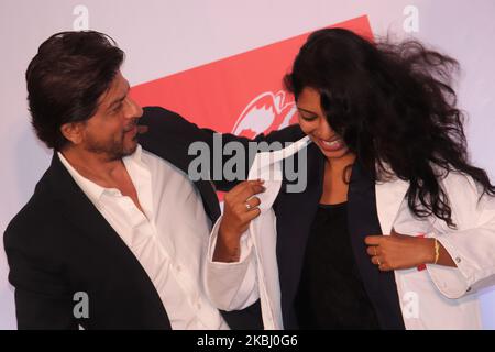 L'acteur indien Shah Rukh Khan regarde pendant l'événement de lancement de la bourse de doctorat de l'Université Shah Rukh Khan la Trobe sur 26 février 2020 à Mumbai, Inde. (Photo par Himanshu Bhatt/NurPhoto) Banque D'Images