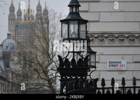 Panneau Downing Street. Le samedi 25 janvier 2020, à Londres, Royaume-Uni. (Photo par Artur Widak/NurPhoto) Banque D'Images