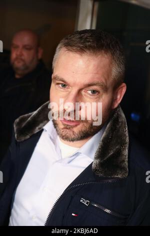 Peter Pellegrini, vice-premier ministre slovaque, arrive au siège du parti Smer-SD après les élections législatives à Bratislava, en Slovaquie, sur 29 février 2020. (Photo de Jakub Porzycki/NurPhoto) Banque D'Images