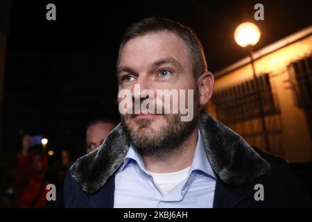 Peter Pellegrini, vice-premier ministre slovaque, arrive au siège du parti Smer-SD après les élections législatives à Bratislava, en Slovaquie, sur 29 février 2020. (Photo de Jakub Porzycki/NurPhoto) Banque D'Images