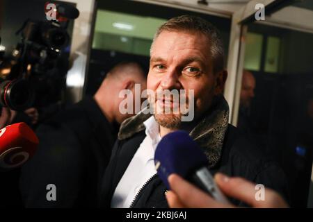 Peter Pellegrini, vice-premier ministre slovaque, arrive au siège du parti Smer-SD après les élections législatives à Bratislava, en Slovaquie, sur 29 février 2020. (Photo de Jakub Porzycki/NurPhoto) Banque D'Images