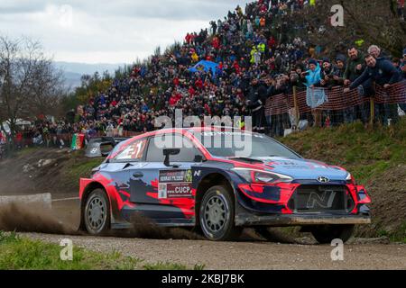 Dani Sordo (ESP) et Carlos Del Barrio (ESP) dans Hyundai I20 coupe WRC de Hyundai Motorsport N en action pendant le Rallye Serras de Fafe e Felgueiras 2020 à Fafe - Portugal, on 28 février 2020. (Photo de Paulo Oliveira/NurPhoto) Banque D'Images