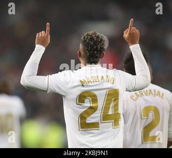 Mariano diaz célèbre son but lors du match de la Ligue entre le Real Madrid CF et le FC Barcelone à l'Estadio Santiago Bernabeu sur 01 mars 2020 à Madrid, Espagne. (Photo par Raddad Jebarah/NurPhoto) Banque D'Images