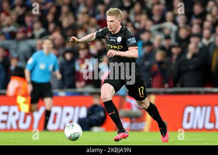 Kevin de Bruyne, milieu de terrain de Manchester City, en action lors de la finale de la coupe Carabao entre Aston Villa et Manchester City au stade Wembley, Londres, le dimanche 1st mars 2020. (Photo de Jon Bromley/MI News/NurPhoto) Banque D'Images