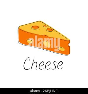 Illustration du fromage et inscription manuscrites. Affiche « morceau de fromage ». Logo Vector. Illustration de Vecteur