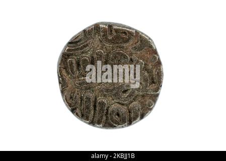 2 pièce de monnaie ghani médiévale indienne du règne d'Alaud-Dīn Khaljī (1296-1316) du Sultanat de Delhi. Banque D'Images