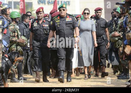 Shavendra Silva (C), chef de l'armée sri lankaise, arrive à la célébration du 40th anniversaire du régiment du commando sri lankaise qui s'est tenu à Colombo, au Sri Lanka, le 08,2020 mars (photo d'Akila Jayawardana/NurPhoto) Banque D'Images