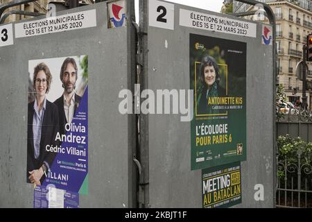 Bataille pour l'Hôtel de ville de Paris pour les votes aux élections municipales sur 15 mars et 22, 2020 avec le Top 5 qui est Anne Hidalgo, Rachida Dati, Agnes Buzyn, David Belliard et Cedric Villani sur 10 mars 2020, à Paris, France. (Photo de Daniel Pier/NurPhoto) Banque D'Images