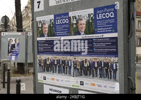 Bataille pour l'Hôtel de ville de Paris pour les votes aux élections municipales sur 15 mars et 22, 2020 avec le Top 5 qui est Anne Hidalgo, Rachida Dati, Agnes Buzyn, David Belliard et Cedric Villani sur 10 mars 2020, à Paris, France. (Photo de Daniel Pier/NurPhoto) Banque D'Images