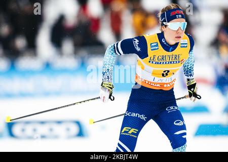 Laura Mononen participe au relais féminin 4x5.0 km de la coupe du monde de la FIS à Lahti, en Finlande, sur 1 mars 2020. (Photo par Antti Yrjonen/NurPhoto) Banque D'Images