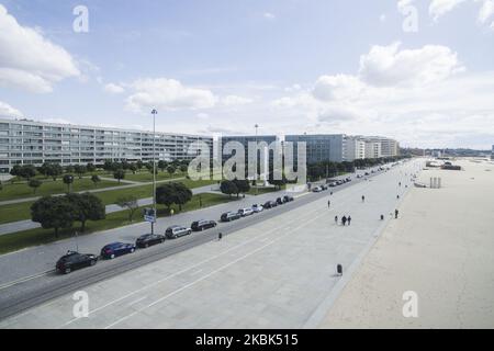 Rue déserte de la plage de matosinhos, l'une des plages les plus fréquentées par les citoyens du district de Porto, Portugal, sur 17 mars 2020. Au Portugal, de nombreuses écoles, clubs, bars, musées, entre autres, sont fermés en raison de la pandémie de Covid-19, et il a été conseillé aux gens de rester à la maison jusqu'au 9th avril (photo de Rita Franca/NurPhoto) Banque D'Images