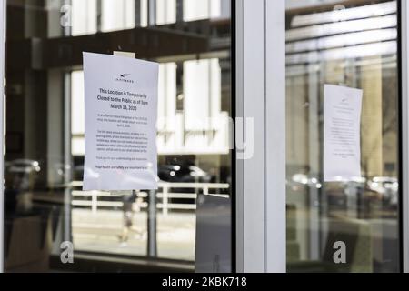 Un gymnase reste fermé au public en raison de l'ordre sans précédent du gouverneur Larry Hogan dans le Maryland qui a décidé de fermer tous les restaurants, appâts, gymnases et cinémas pour ralentir l'épidémie de coronavirus. Silver Spring, Maryland mercredi, 18 mars 2020. (Photo par Aurora Samperio/NurPhoto) Banque D'Images