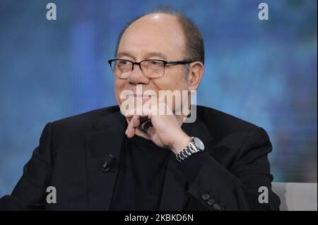 Carlo Verdone (nom complet Carlo Gregorio Verdone) acteur, réalisateur, scénariste et comédien italien, lors de la série télévisée RAI Che Tempo Che Fa saison 2019-2020, dans les studios de télévision RAI de via Mecenate on 16 février 2020 à Milan, Italie. (Photo par Omar Bai/NurPhoto) Banque D'Images