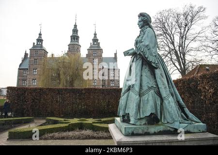 Statue de la reine Caroline Amalie d'Augustenburg dans les jardins du château de Rosenborg ou jardin des rois à Copenhague, Danemark sur 7 février 2020. (Photo de Maxym Marusenko/NurPhoto) Banque D'Images
