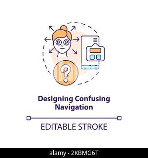 Conception d'une icône de concept de navigation déroutante Illustration de Vecteur