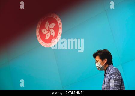Le Directeur général, Carrie Lam Cheng Yuet-Ngor, est vu lors d'une conférence de presse à l'intérieur du Bureau du Gouvernement central sur 22 avril 2020 à Hong Kong, en Chine. Le gouvernement de Hong Kong a annoncé un remaniement ministériel . (Photo de Vernon Yuen/NurPhoto) Banque D'Images