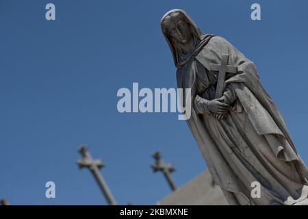 Le cimetière d'Agramonte est situé à l'extérieur de la ville de Porto, au Portugal. Il a été inauguré en 1855, en tant que deuxième cimetière de la ville. Il y a d'importants ensembles sculpturals se faisant remarquer parmi ceux appartenant à Soares dos Reis et Texeira Lopes. (Photo par Oscar Gonzalez/NurPhoto) Banque D'Images