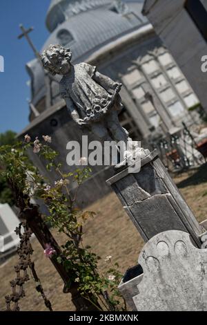 Le cimetière d'Agramonte est situé à l'extérieur de la ville de Porto, au Portugal. Il a été inauguré en 1855, en tant que deuxième cimetière de la ville. Il y a d'importants ensembles sculpturals se faisant remarquer parmi ceux appartenant à Soares dos Reis et Texeira Lopes. (Photo par Oscar Gonzalez/NurPhoto) Banque D'Images