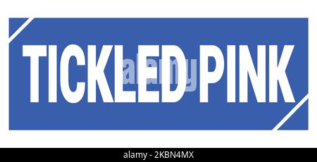 Texte ROSE SUR L'étiquette bleue du timbre grungy. Banque D'Images