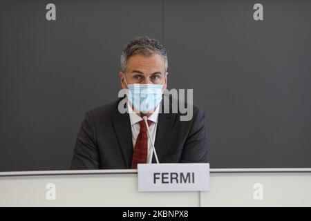 Alessandro Fermi lors d'une conférence de presse en Lombardie pour le programme #ripartilombardia au Palazzo Pirelli, Milan, Italie, 14 mai 2020. #Ripartilombardia est un programme opérationnel conçu pour la relance du secteur du tourisme italien, un secteur très touché par l'urgence du coronavirus. (Photo par Mairo Cinquetti/NurPhoto) Banque D'Images