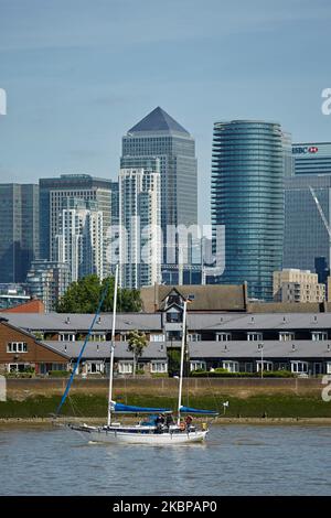 © 2022 John Angerson.Canary Wharf de Greenwich, Londres. Banque D'Images