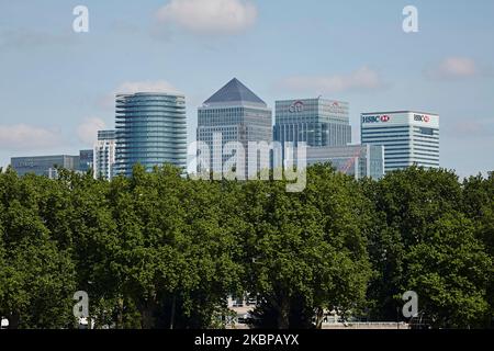 © John Angerson, 2022. Canary Wharf depuis Greenwich, Londres. Banque D'Images