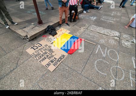 Grève nationale en Colombie, manifestations contre le gouvernement du Président Ivan Duque, sur 15 juin 2020 à Bogota (Colombie) (photo de Sebastian Barros/NurPhoto) Banque D'Images