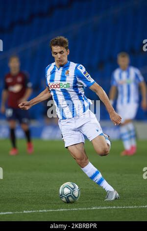 Diego Llorente de Real Sociedad en action pendant le match de la Ligue entre Real Sociedad et CA Osasuna à Estadio Anoeta sur 14 juin 2020 à San Sebastian, Espagne. (Photo de Jose Breton/Pics action/NurPhoto) Banque D'Images