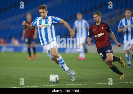 Diego Llorente de Real Sociedad en action pendant le match de la Ligue entre Real Sociedad et CA Osasuna à Estadio Anoeta sur 14 juin 2020 à San Sebastian, Espagne. (Photo de Jose Breton/Pics action/NurPhoto) Banque D'Images