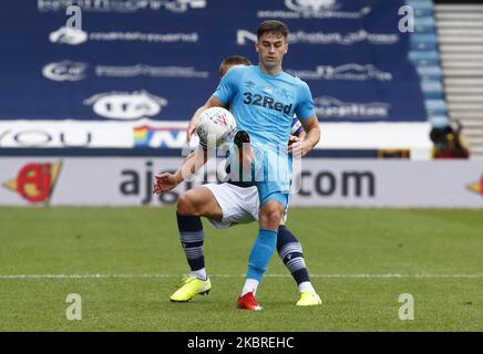 Tom Lawrence du comté de Derby en action pendant le championnat EFL Sky Bet entre Millwall et le comté de Derby au Den Stadium, Londres, le 20th juin 2020 (photo par action Foto Sport/NurPhoto) Banque D'Images