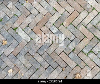 pavés de briques disposés en chevrons Banque D'Images