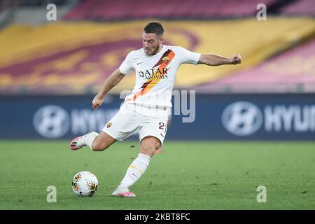 Jordan Veretout of AS Roma marque le deuxième but lors de la série Un match entre AS Roma et Parme Calcio 1913 au Stadio Olimpico, Rome, Italie, le 8 juillet 2020. (Photo de Giuseppe Maffia/NurPhoto) Banque D'Images