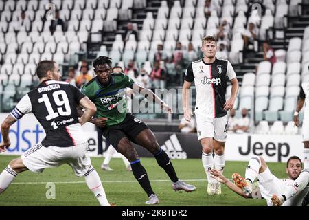 Atalanta Forward Duvan Zapata (91) marque son but de faire 0-1 pendant la série Un match de football n.32 JUVENTUS - ATALANTA sur 11 juillet 2020 au stade Allianz à Turin, Piémont, Italie. (Photo de Matteo Bottanelli/NurPhoto) Banque D'Images