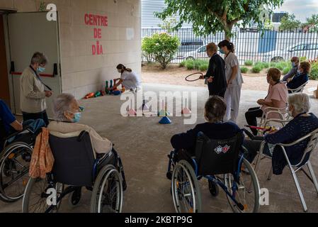 Les maisons de retraite comme Palamós Gent Gran a commencé à travailler dans la normalité il y a quelques jours en Catalogne, sur 16 juillet 2020. Même ainsi, les règles pour les visiteurs et les résidents changent rapidement en raison du grand nombre de foyers de virus Covid-19 qui apparaissent dans tout le pays au cours des derniers jours. (Photo par Adrià Salido Zarco/NurPhoto) Banque D'Images