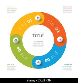 Modèle de cycle Infographique vectoriel multi-usages avec quatre options d'éléments de vitesse sur fond blanc avec icônes et descriptions d'étapes Illustration de Vecteur