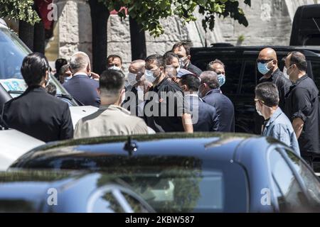 Le président turc Recep Tayyip Erdogan arrive à la mosquée Sainte-Sophie pour effectuer la prière du vendredi sur 24 juillet 2020 à Istanbul, en Turquie. (Photo par Onur Dogman/NurPhoto) Banque D'Images