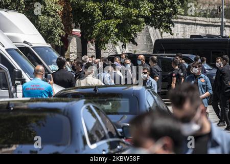 Le président turc Recep Tayyip Erdogan arrive à la mosquée Sainte-Sophie pour effectuer la prière du vendredi sur 24 juillet 2020 à Istanbul, en Turquie. (Photo par Onur Dogman/NurPhoto) Banque D'Images