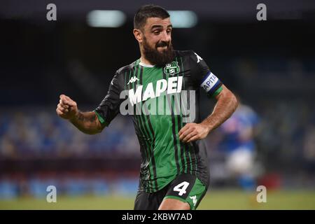 Francesco Magnanelli de US Sassuolo pendant la série Un match entre SSC Napoli et US Sassuolo au Stadio San Paolo Naples Italie le 25 juillet 2020. (Photo de Franco Romano/NurPhoto) Banque D'Images