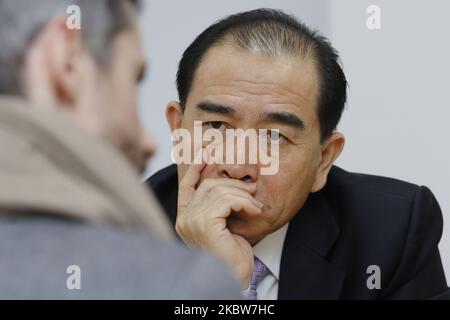 Le défecteur nord-coréen Tae Yong Ho, ancien diplomate nord-coréen, interview au Centre nord-coréen de l'humanité à Séoul, en Corée du Sud, sur 25 février 2019. (Photo de Seung-il Ryu/NurPhoto) Banque D'Images